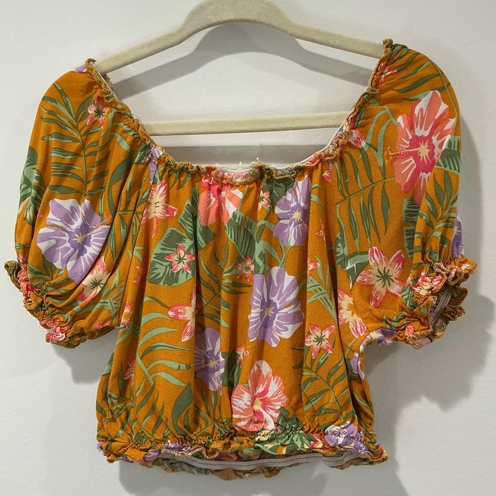 KIDS: Btween Orange Floral Top and Shorts Set - Picture 4 of 7